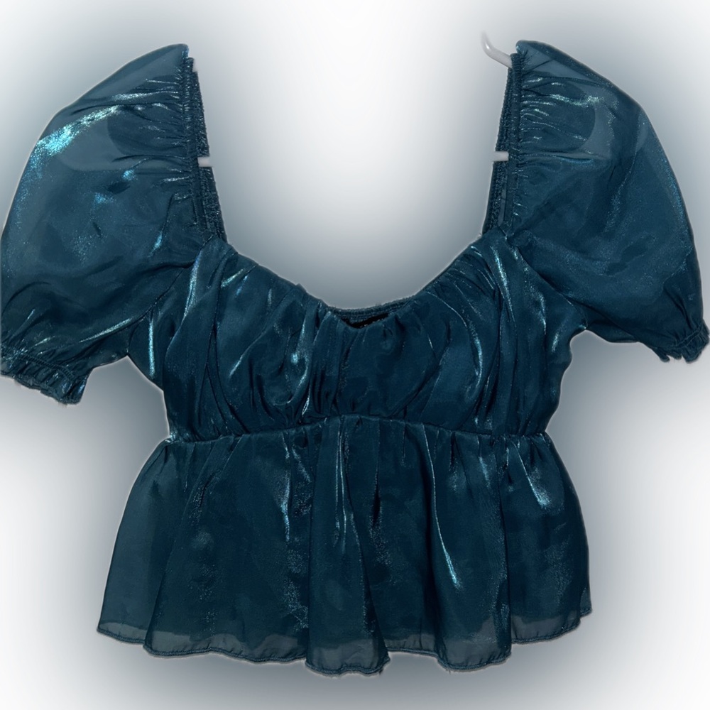 Satin puff sleeve top